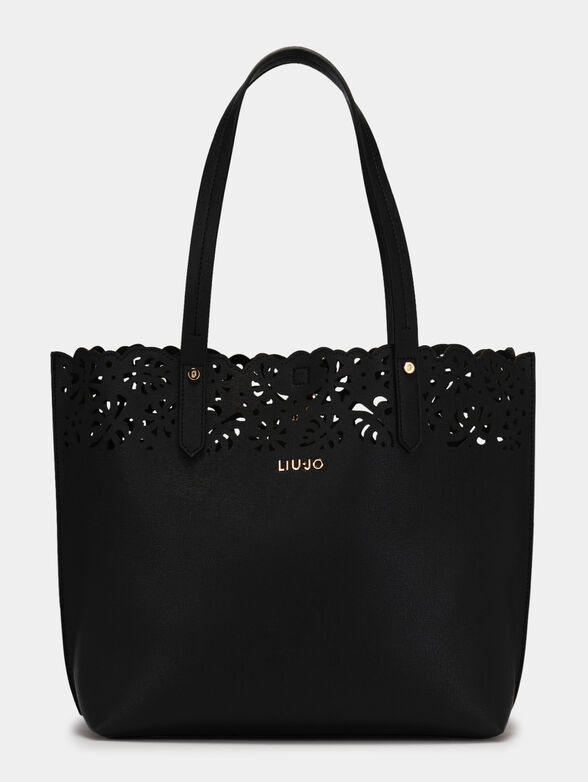 Black bag with floral laser perforations - 1
