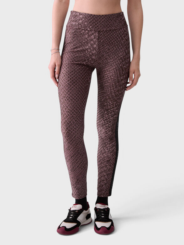 Animal-print leggings with a logo trim - 1