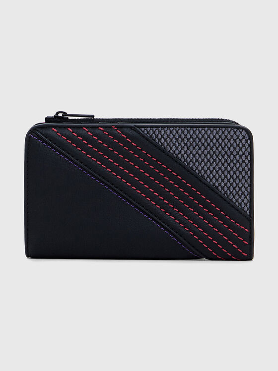 Black wallet with contrast stitching - 1