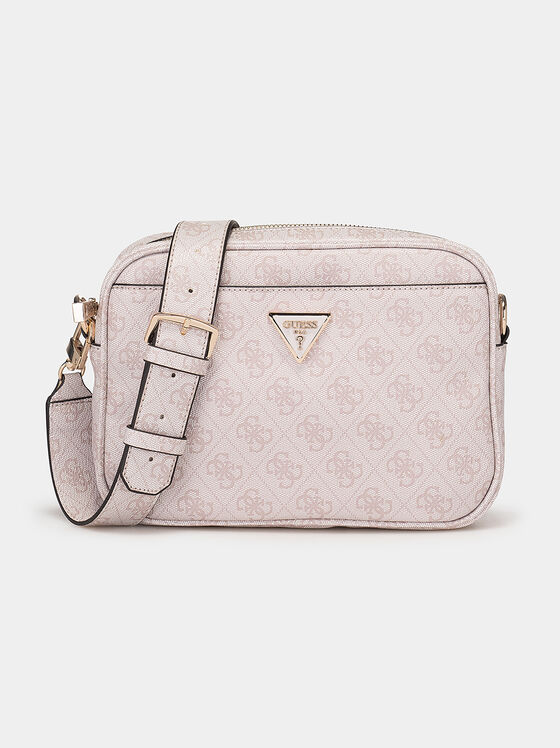 Розова кросбоди чанта с лого ефект - 1