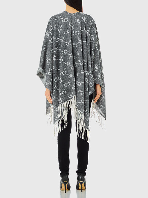 Poncho with monogram print in beige - 2