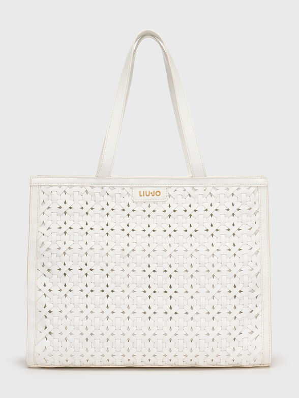 Tote bag with woven texture and logo detail - 1
