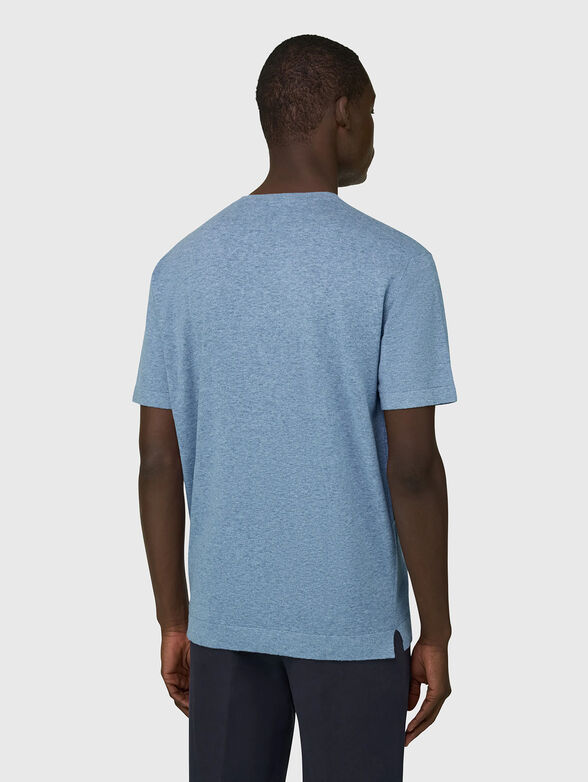Light blue T-shirt made of a linen blend  - 3