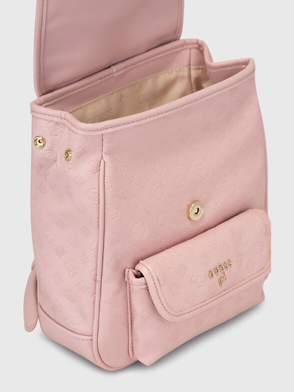 Monogram logo effect backpack in pink  - 4