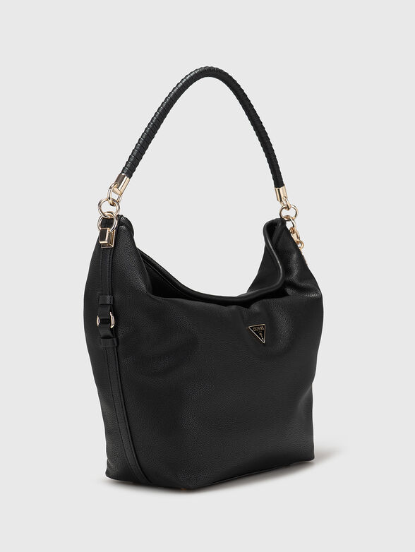 Black hobo bag with a woven handle  - 4
