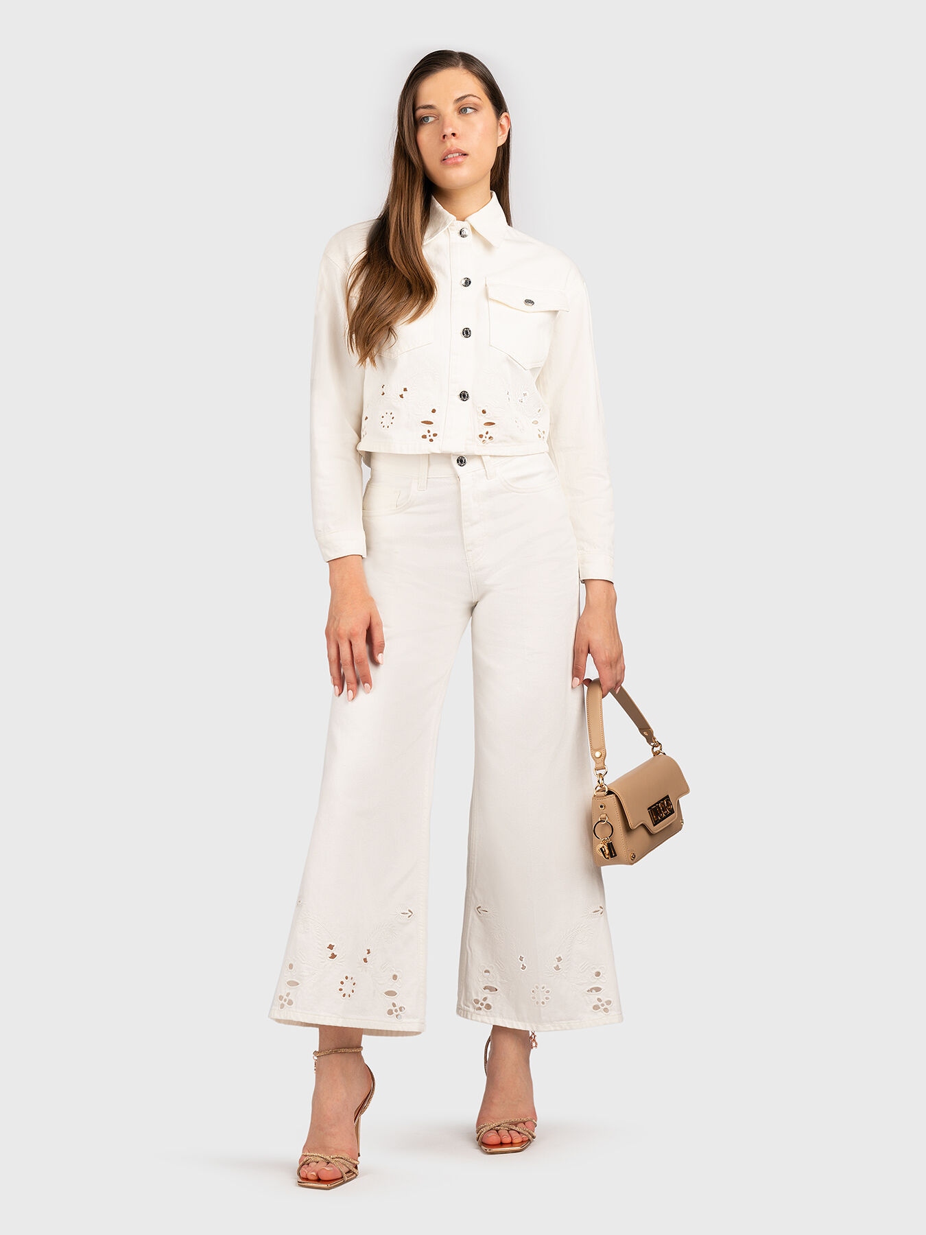 White denim jacket with embroidery brand LIU JO