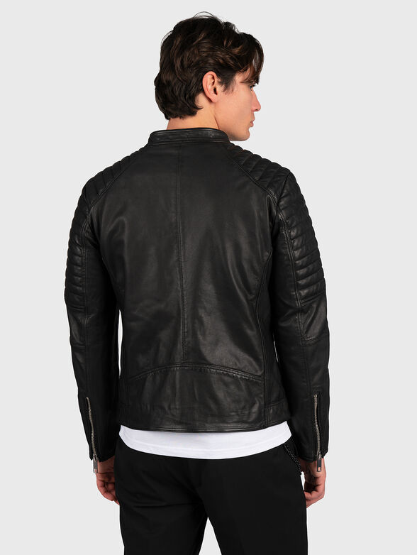 Leather biker jacket - 3
