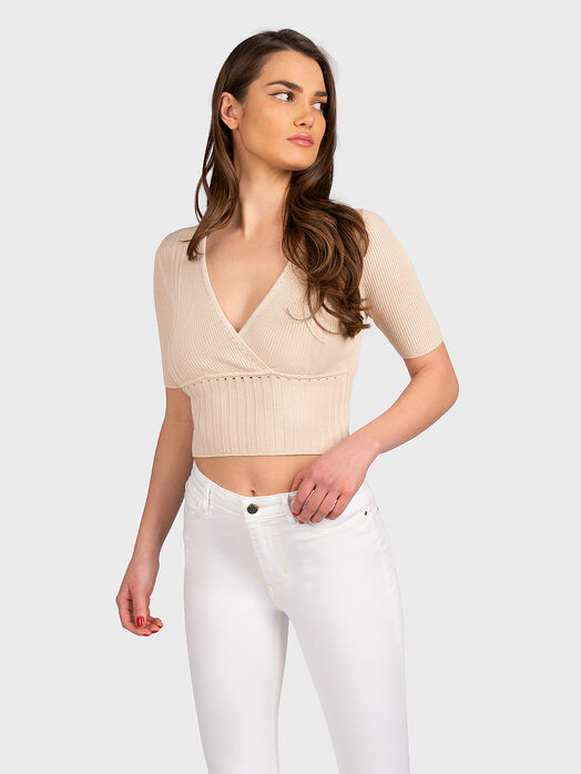 Knitted V-neck blouse