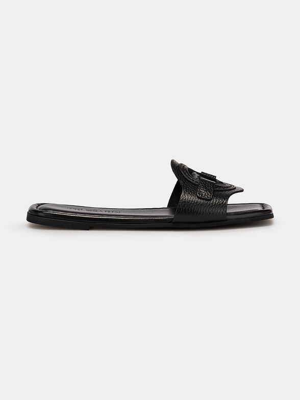 Leather sandals with logo accent - 1