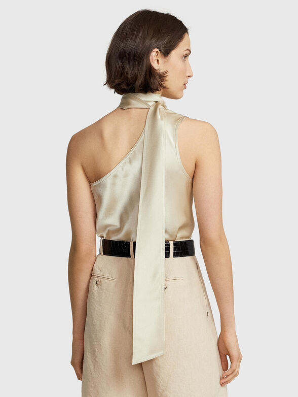 Asymmetric satin top with ribbon - 3