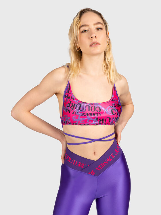 Скъсен топ с връзки и принт - 1