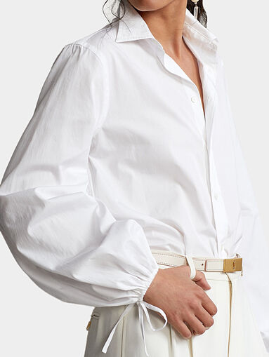 Cotton shirt with laces on the sleeves - 4
