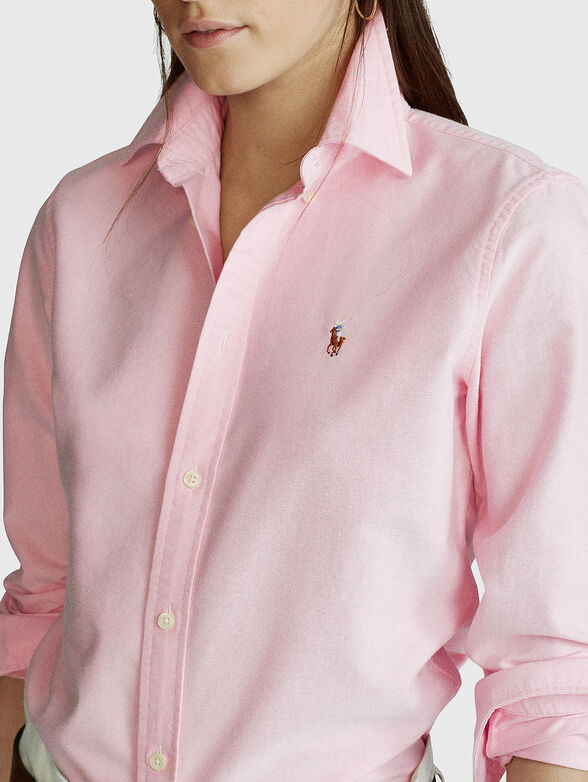 Logo detail shirt in pink  - 4