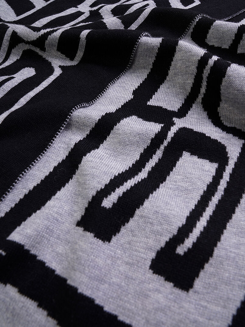 Black scarf with logo print - 3