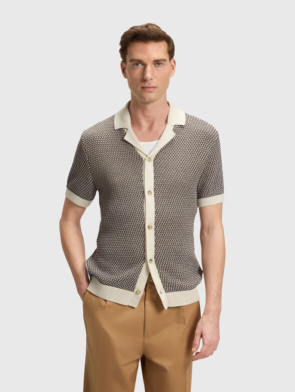 Cotton vest with short sleeves and buttons - 1