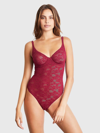 STRETCH LACE bodysuit in black - 3