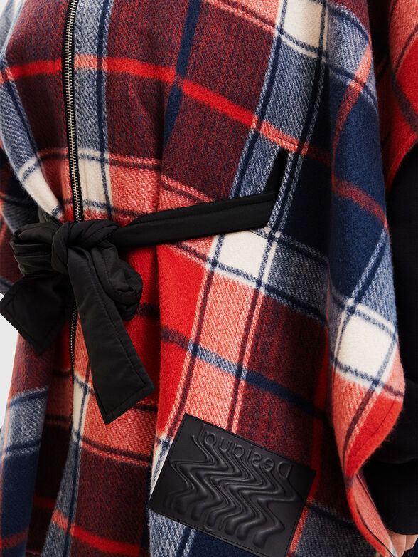 Poncho with zip and tartan pattern - 3