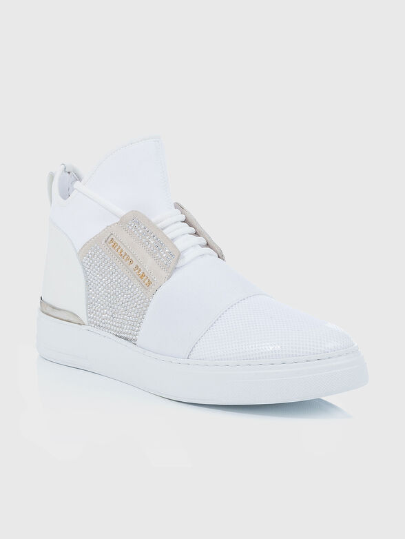 Leather sneakers with rhinestones - 1