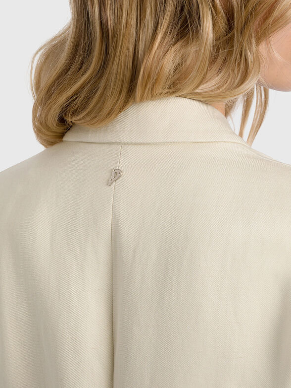 Single-breasted linen blend blazer - 4