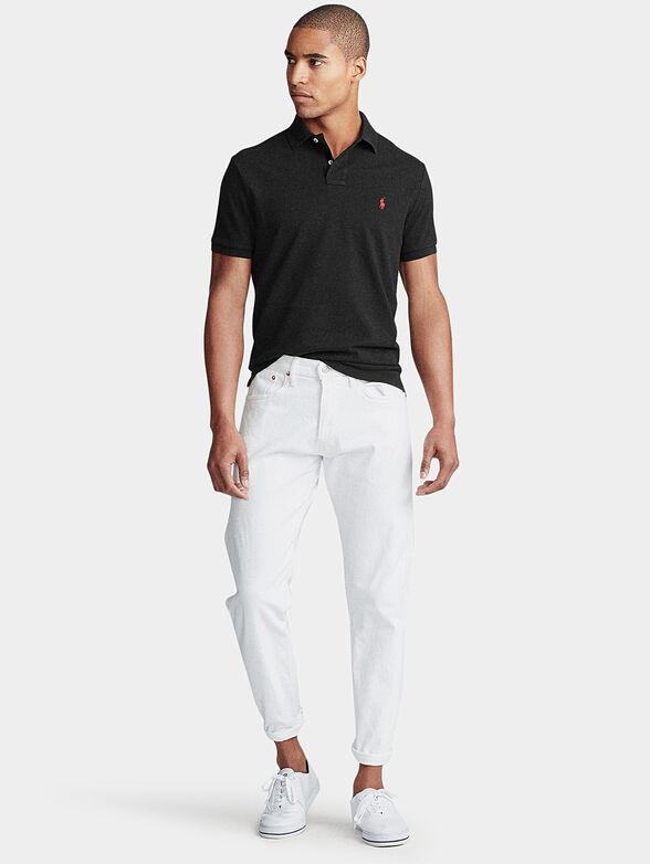 Black polo shirt with contrast logo embroidery - 1