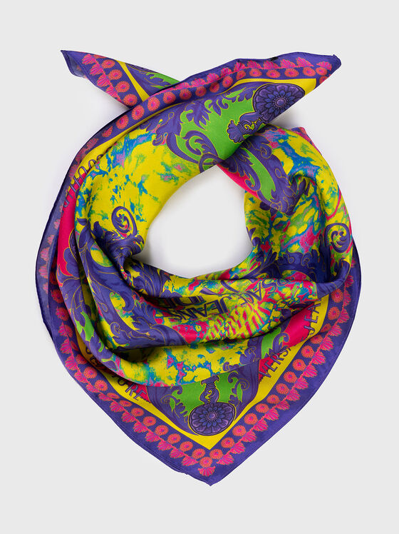 Square satin scarf with print - 1