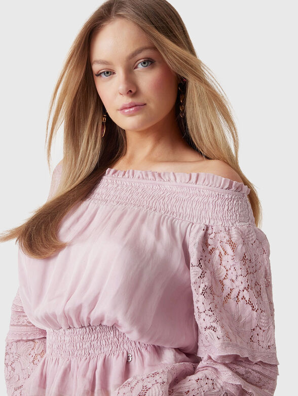 Off shoulder silk blend blouse - 4