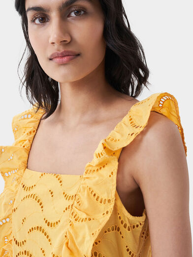 Dress in yellow color with English embroidery - 3