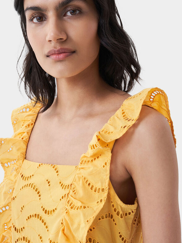 Dress in yellow color with English embroidery - 3
