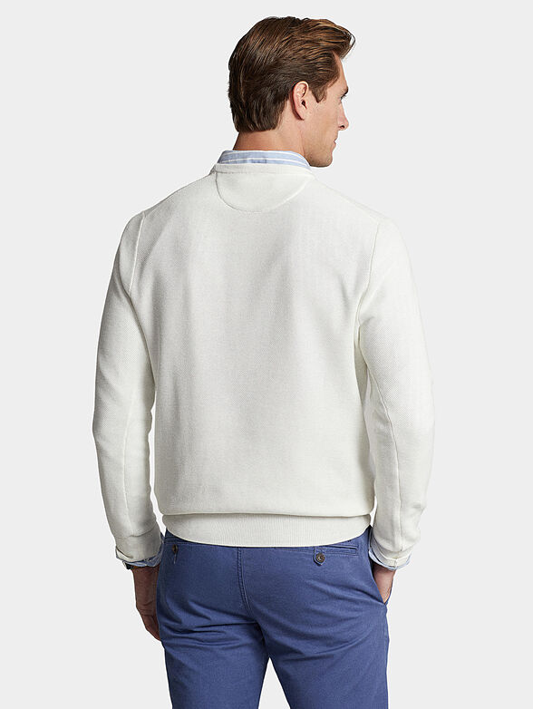 White cotton sweater with round neck - 3