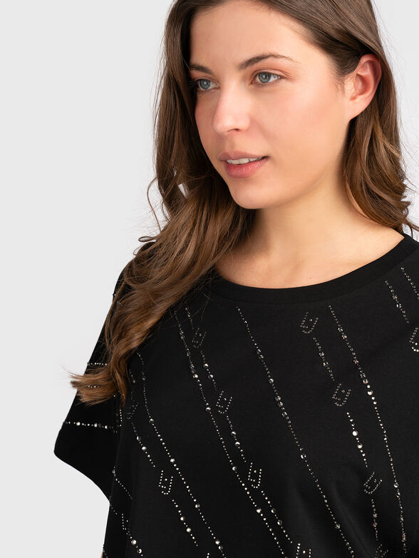 BLack T-shirt with rhinestones - 4