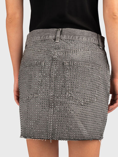 Mini denim skirt with rhinestones - 3