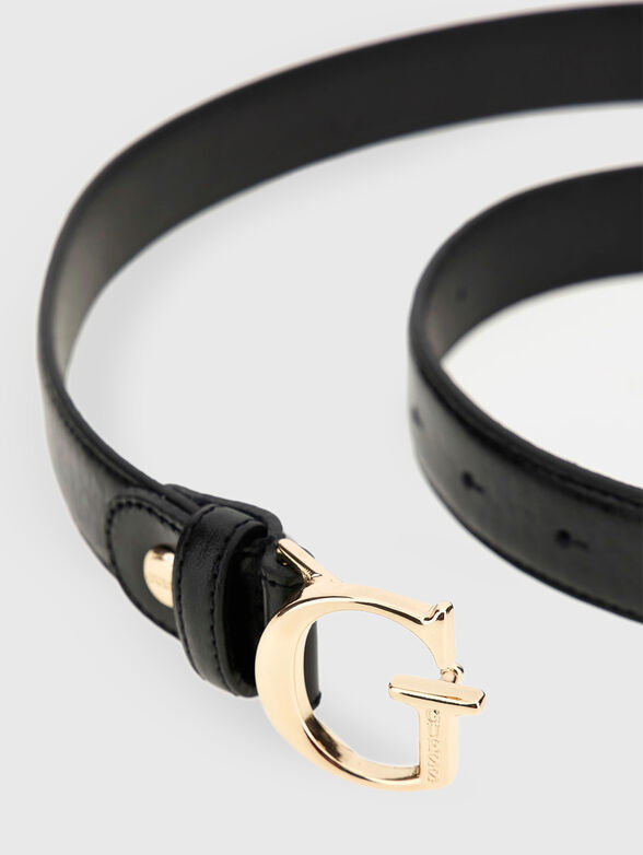 Leather belt with logo buckle - 2