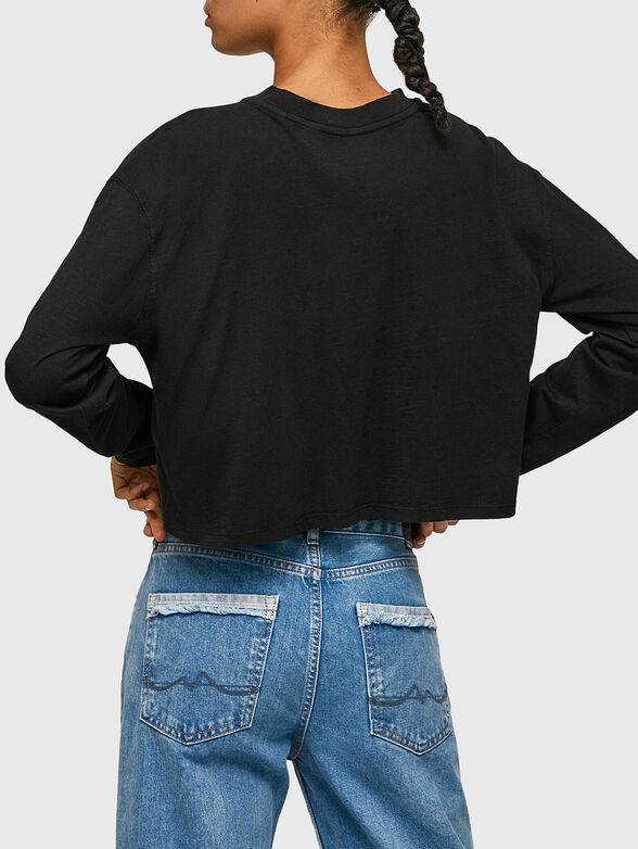 CARTER black cropped blouse with long sleeves - 3