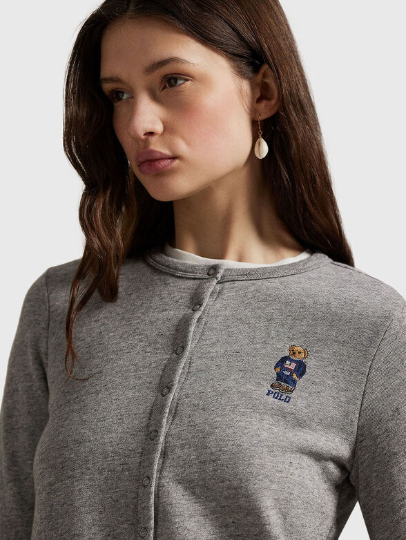 Cotton cardigan with buttons and Polo Bear embroidery - 4