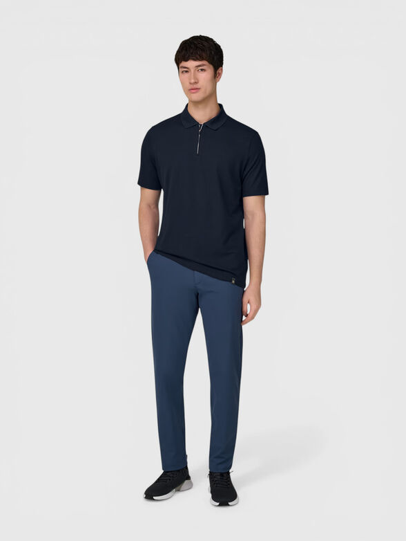 Dark blue polo shirt with a zip - 2