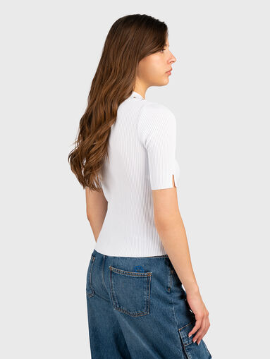 Knit viscose blend polo shirt - 3