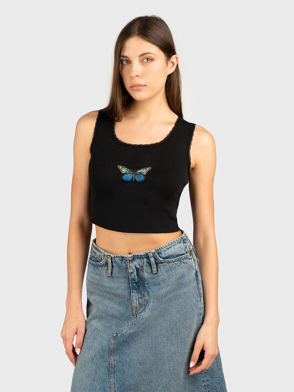 DELARINA crop top with logo - 1