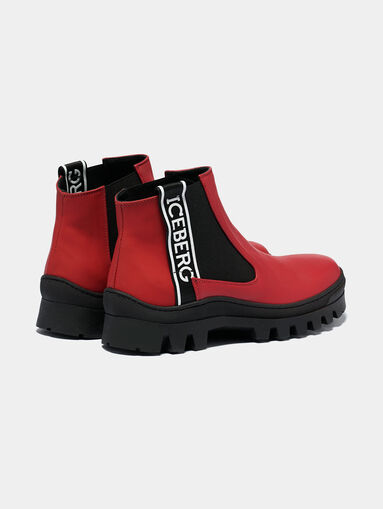 Red leather ankle boots - 3