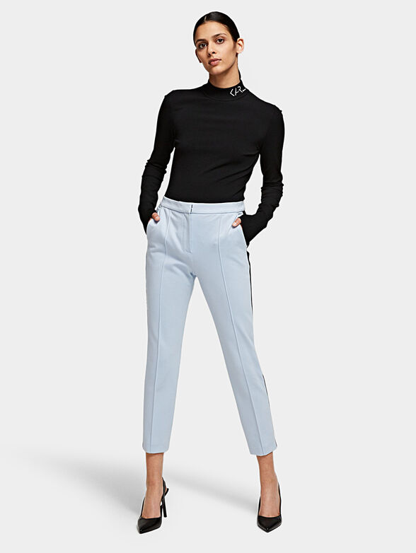 Black punto trousers with branded tapes - 1