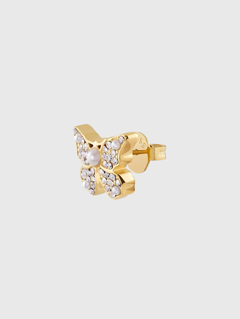 Gold earrings with rhinestones - 3