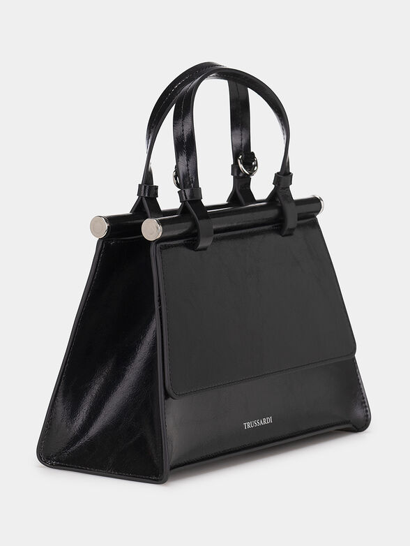 Black leather bag with cracked effect - 6
