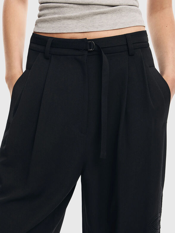 RIN black pants with floral embroidery - 4