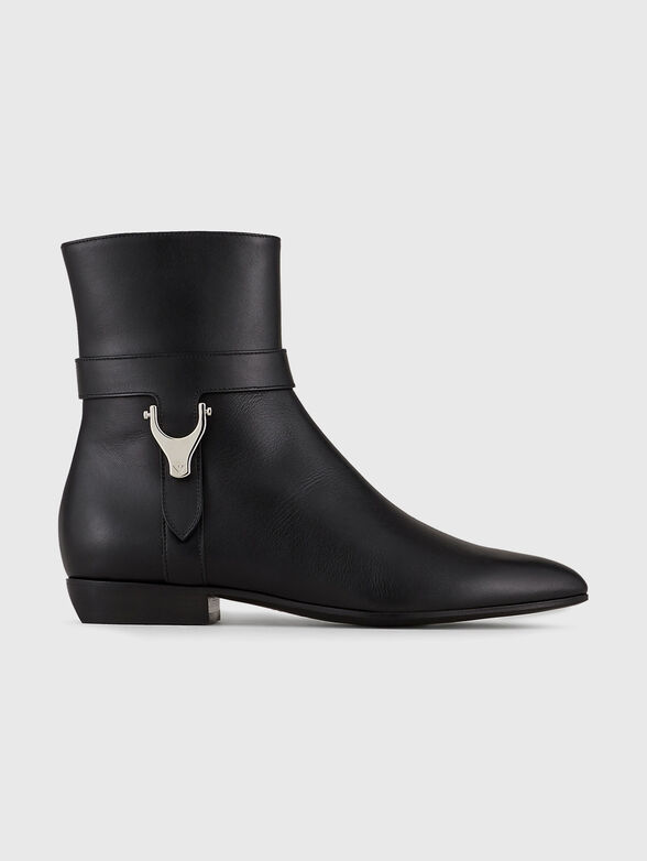 Leather boots with logo detail - 1