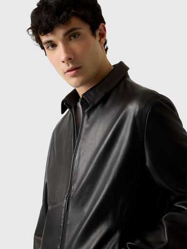 Eco leather jacket with collar  - 5