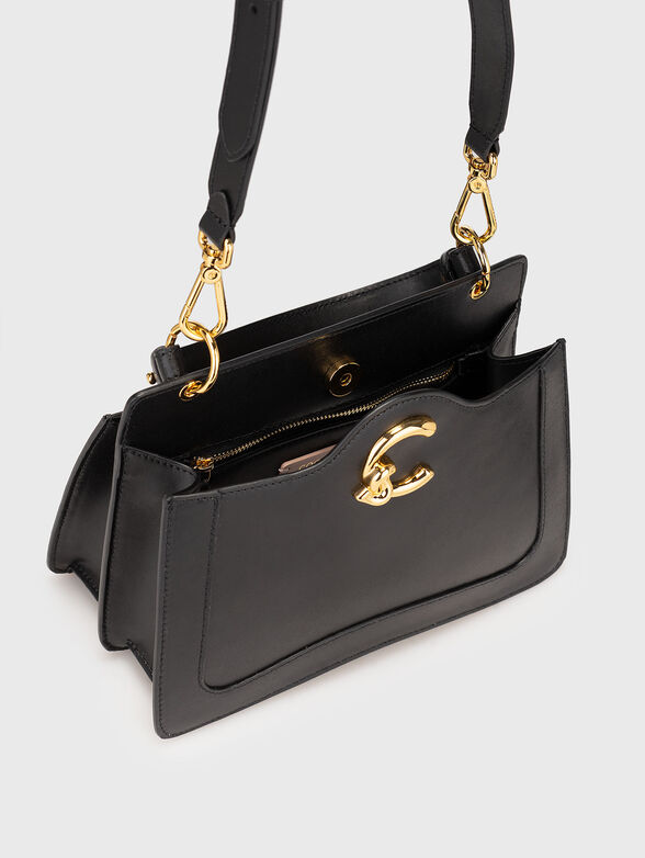 Beige leather bag with long strap - 5