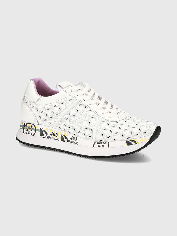 CONNY leather sneakers with perforated texture - 1