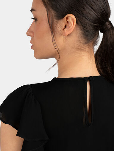 Black blouse with frills - 4