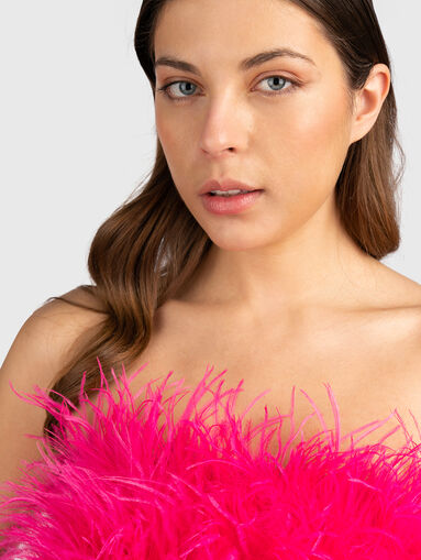 Black bandeau top with feathers - 4