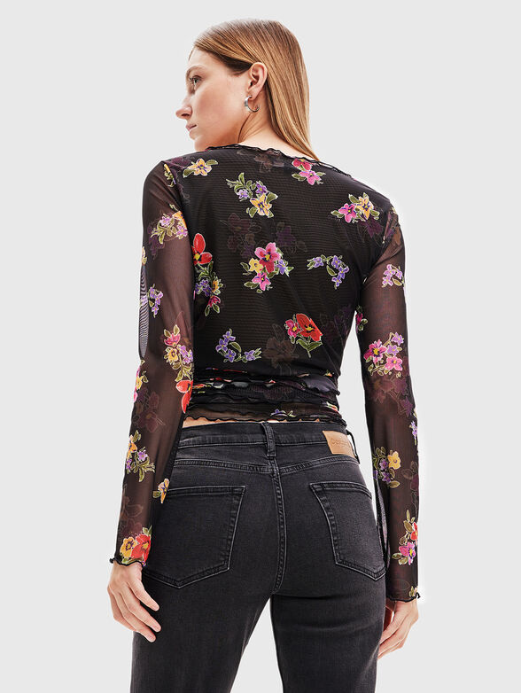 Tulle blouse with floral print - 3