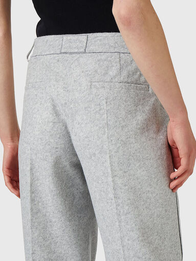 Wide leg wool blend trousers - 3